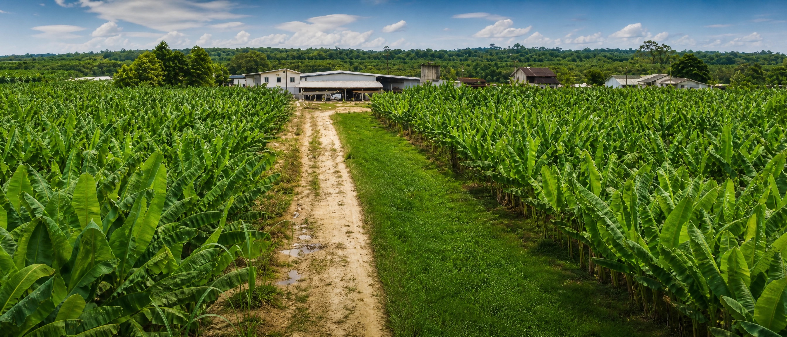 Aerial view of the Banagriful banana estate, southern Belize